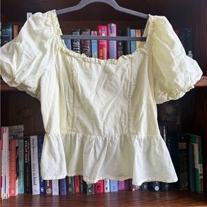 Pale Yellow Puff Sleeve Top